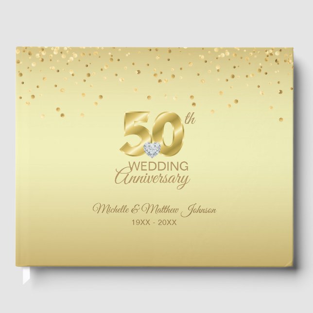 Personalized 50th Golden Wedding Anniversary Gästebuch (Vorderseite)