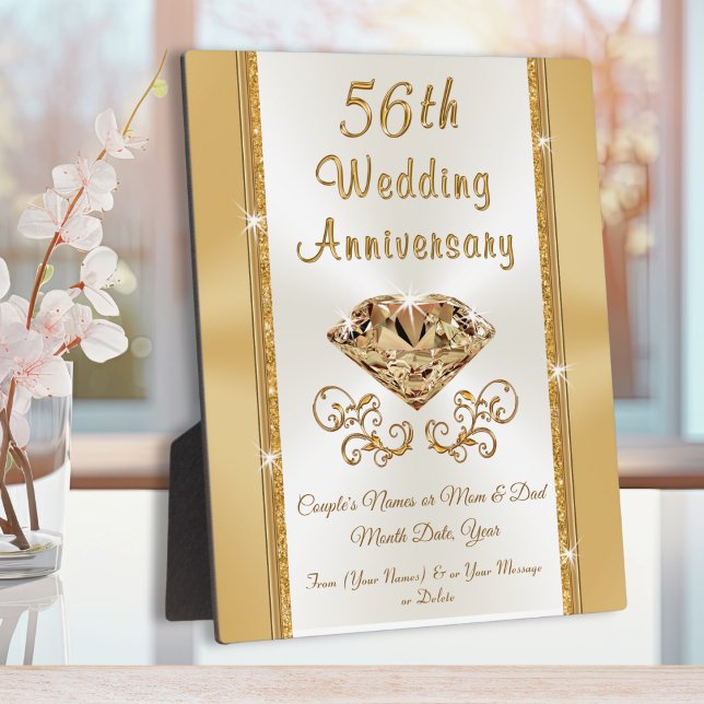Personalized 56th Wedding Anniversary Gift Ideas Fotoplatte (56th Wedding Anniversary Gift Ideas. 56 year anniversary gift for parents, grandparent and friends. )