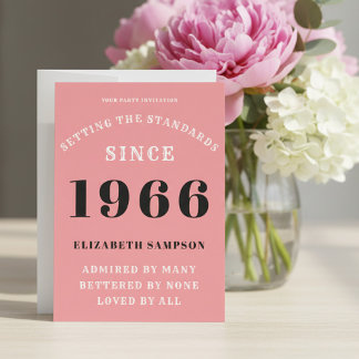 Personalized 60th Birthday 1966 Add Your Name Pink Einladung