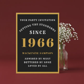 Personalized 60th Birthday 1966 Elegant Black Gold Einladung