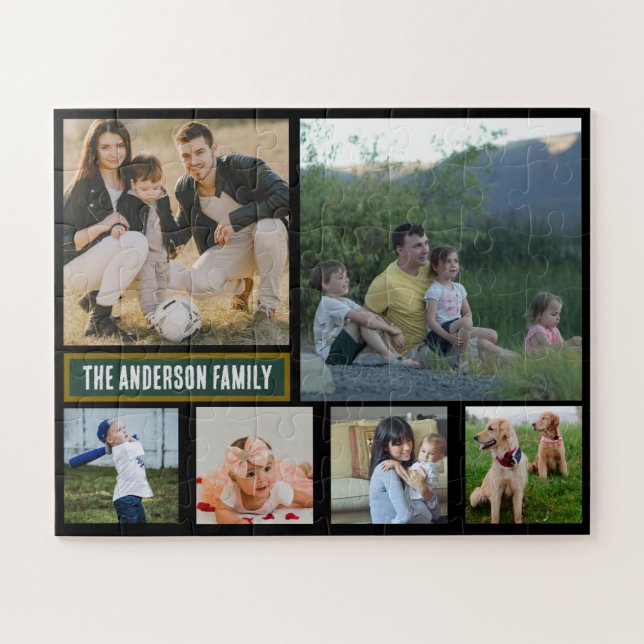 Personalized 6‑Photo Family Name - Gift  Puzzle (Horizontal)