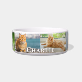 Personalized 6 Photo Pet Name Collage Ceramic Cat Napf