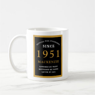 Personalized 70th Birthday 1951 Elegant Black Gold Kaffeetasse