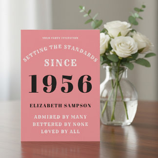 Personalized 70th Birthday 1956 Add Your Name Pink Einladung
