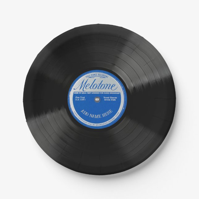 Personalized 78 Vinyl Record Design Paper Plates Pappteller (Vorderseite)