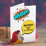 Personalized 80th Birthday Vintage Comic Funny Karte<br><div class="desc">Say happy birthday and have some fun with this vintage retro style halftone style comic book birthday card with that "over the hill" vibe. Easily customized using the template provided.</div>