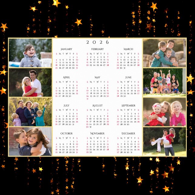 Personalized 8 Family Photo Collage 2026 Calendar Poster (Personalized 8 Family Photo Collage 2026 Calendar Poster)