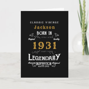 Personalized 90th Birthday Born 1931 Vintage Black Karte