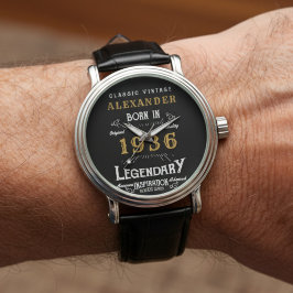 Personalized 90th Birthday Born 1936 Vintage Black Armbanduhr