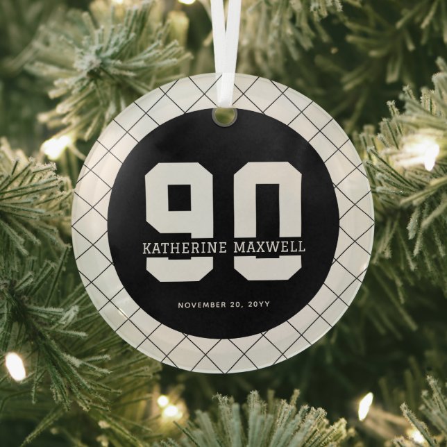 Personalized 90th Birthday Modern and Elegant   Ornament Aus Glas (InSitu)