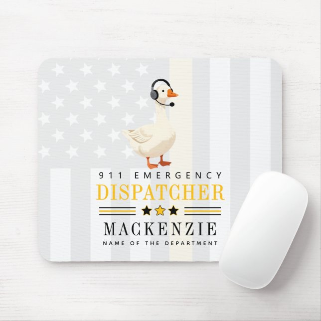 Personalized 911 Dispatcher Goose With Headset Mousepad (Mit Mouse)