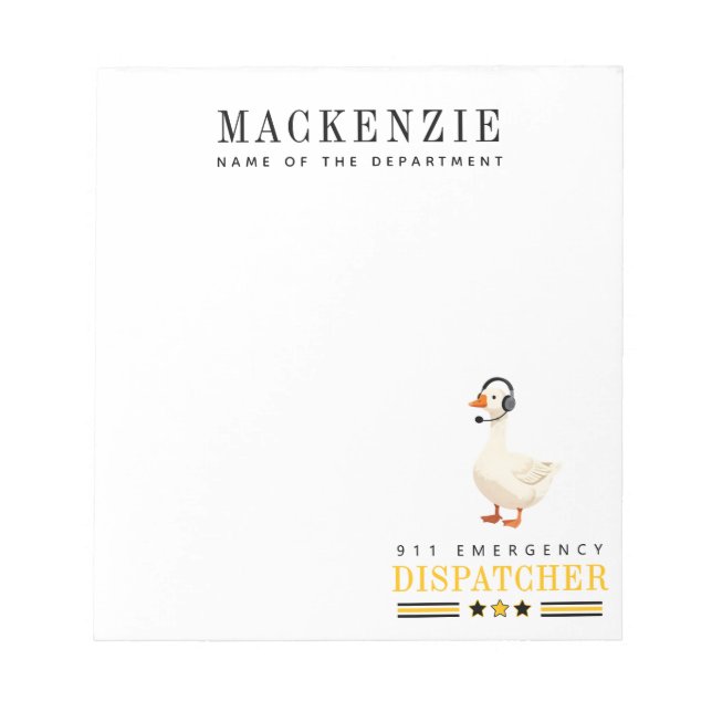 Personalized 911 Dispatcher Goose With Headset Notizblock (Vorderseite)