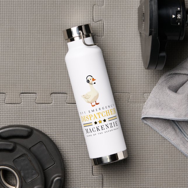 Personalized 911 Dispatcher Goose With Headset Trinkflasche (Fitnessstudio (gedreht))