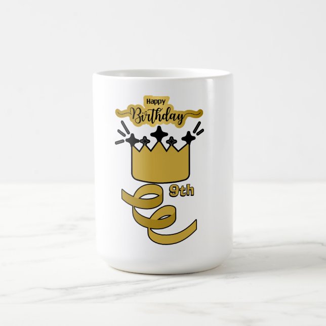  Personalized 9th Birthday King Crown Design Kaffeetasse (Mittel)