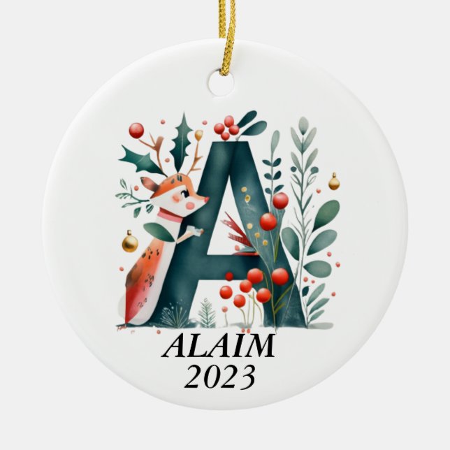 Personalized "A" Initial Christmas Ornament (Vorne)