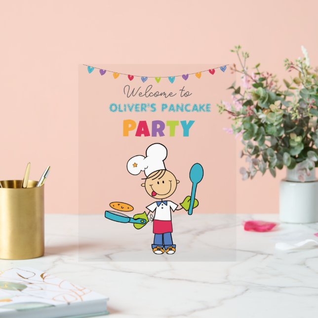 Personalized Acrylic Sign for Kids Pancake Party Acrylschild (Hochzeit)