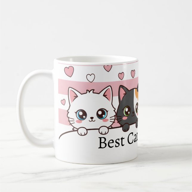 Personalized Adorable Cartoon Cat Coffee Cup Kaffeetasse (Links)