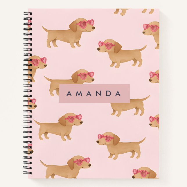 Personalized Adorable Dachshund Dog Notizbuch (Vorderseite)