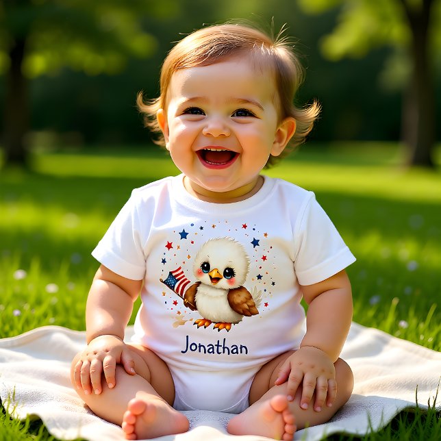 Personalized Adorable Eagle Patriotic Baby  Baby T-shirt (Von Creator hochgeladen)