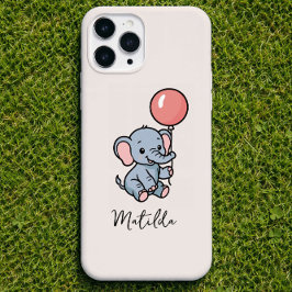 Personalized Adorable Elephant with Balloon Phone  iPhone 14 Hülle