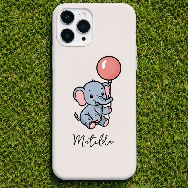 Personalized Adorable Elephant with Balloon Phone  iPhone Hülle (Von Creator hochgeladen)