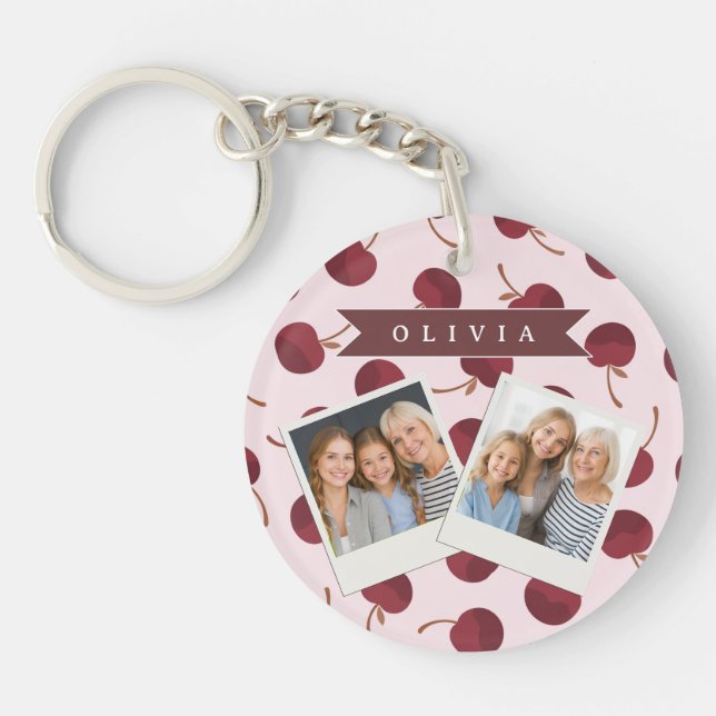 Personalized Aesthetic Cherry Pattern Name Gift Schlüsselanhänger (Vorderseite)