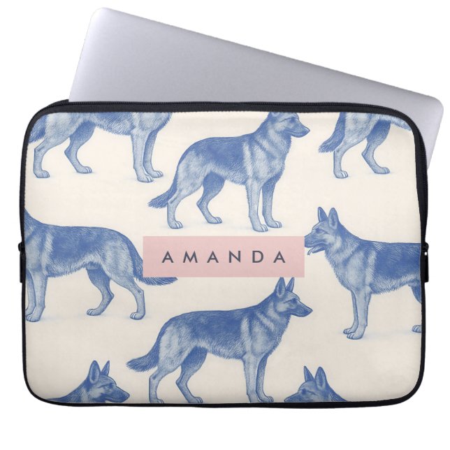 Personalized Aesthetic German Shepherd Pattern Laptopschutzhülle (Vorderseite)