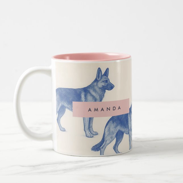Personalized Aesthetic German Shepherd Pattern Zweifarbige Tasse (Links)