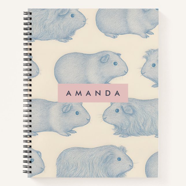 Personalized Aesthetically Cute Guinea Pigs Patter Notizbuch (Vorderseite)
