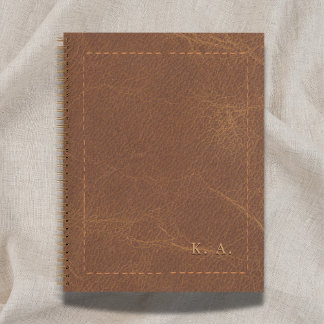 Personalized Aged Leather Notebook with Initials Notizbuch