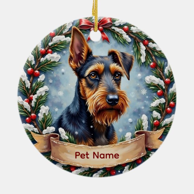 Personalized Airedale Terrier Christmas Keramik Ornament (Hinten)