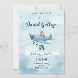 Personalized Airplane Boy Birthday Invitation Einladung