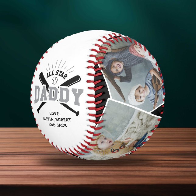 Personalized “All Star Daddy” Black White Baseball (Von Creator hochgeladen)