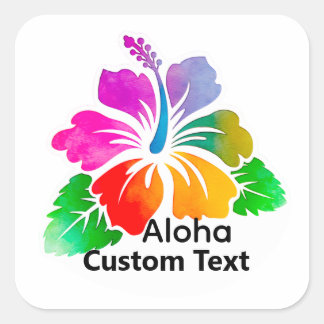 Personalized Aloha Hibiscus Tropical Flower Quadratischer Aufkleber