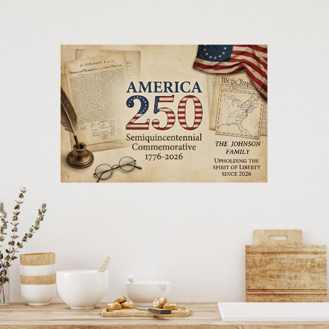 Personalized America 250 Years Family Heritage Poster (Küche)