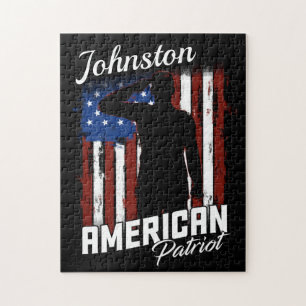 Personalized American Patriot Soldier USA Flag  Puzzle