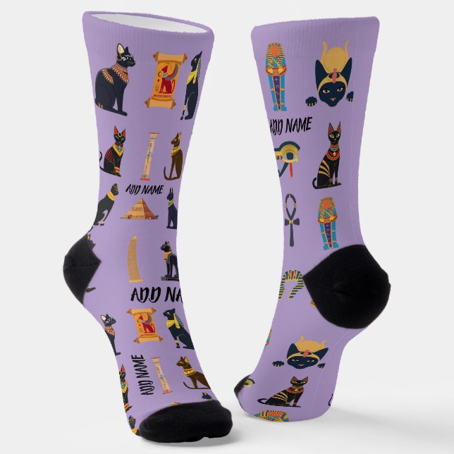 Personalized Ancient Egyptian Cat Socks & Pyramids Socken (Gewinkelt)