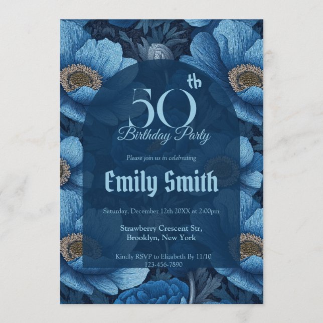 Personalized Anemones Themed Birthday Present Einladung (Vorderseite)