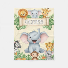 Personalized Animal Blanket with Name Fleecedecke