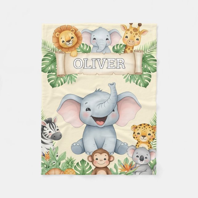 Personalized Animal Blanket with Name Fleecedecke (Vorderseite)