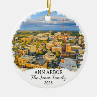 Personalized Ann Arbor Ornament, Custom Michigan Keramik Ornament
