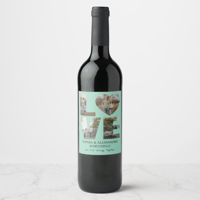 Personalized Anniversary Photo Wine Bottle Label  Weinetikett (Vorderseite)
