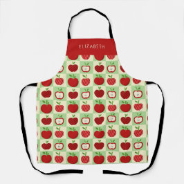 Personalized Apple Pattern Check Cozy Teacher Schürze