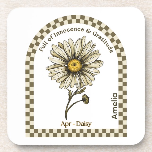 Personalized April Birth Month Flower Coaster Getränkeuntersetzer (Vorderseite)
