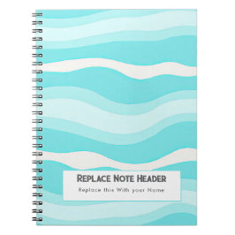 Personalized Aqua and White Wave Patterned Notizblock
