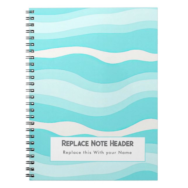 Personalized Aqua and White Wave Patterned  Notizblock (Vorderseite)