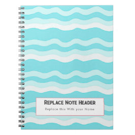 Personalized Aqua and White Wave Patterned Notizblock