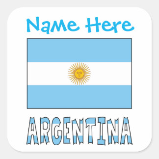 Personalized Argentina Flag Square Label Quadratischer Aufkleber