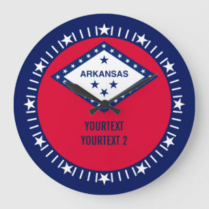 Personalized Arkansas State Flag Design on a Große Wanduhr