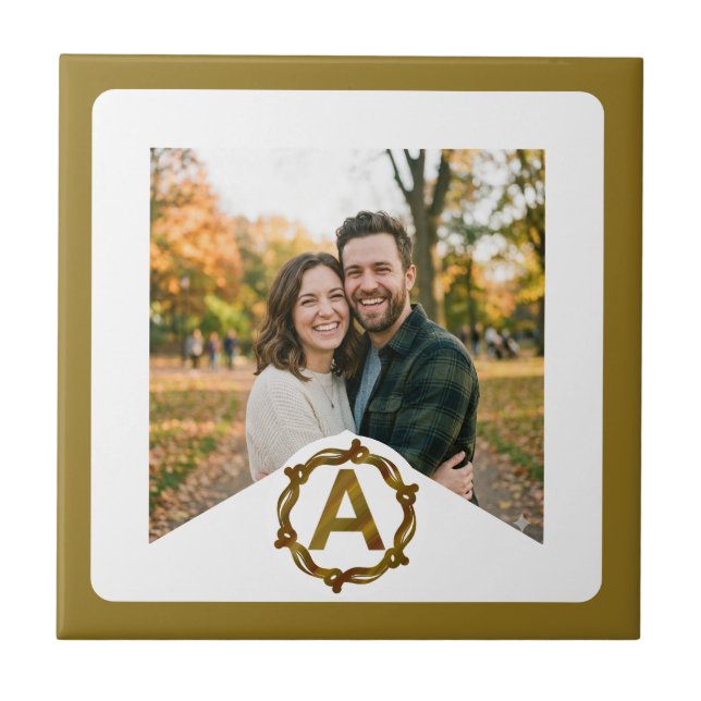 Personalized Artisan Monogram A | Wood Frame Fliese (Vorderseite)